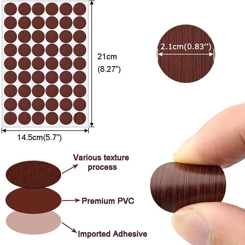 VIWIEU PVC Cover Caps Adhesive Screw Hole Stickers 378 PCS for Wall Vinyl Wood Furniture Repairing, 7 Colors Waterproof Plastic Cover for Cabinets Bookcase Desk Countersunk Screws Cam Lock - Image 2